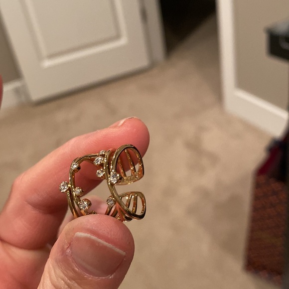 Stella and Dot gold with crystal ring size 8 and adjustable - Picture 3 of 5
